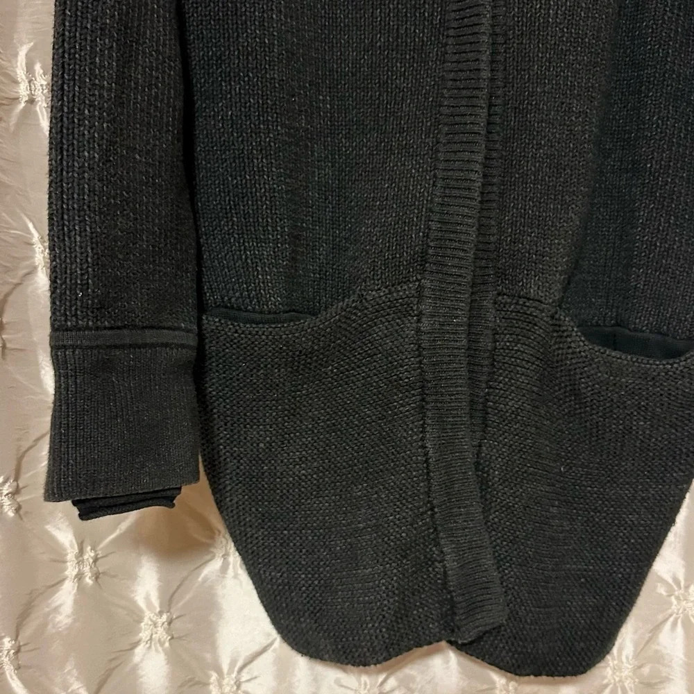 Lululemon We Like To Cardi Heathered Black Knit Cardigan Sweater One Snap Long